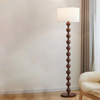 Modern Drum Wooden Spherical Column Floor Lamp Zawala Image - 2