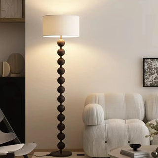 Modern Drum Wooden Spherical Column Floor Lamp Zawala Image - 8