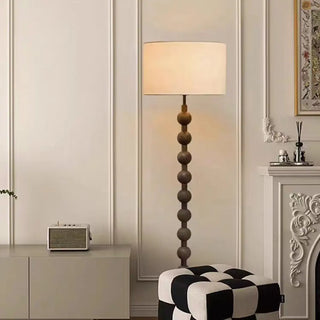 Modern Drum Wooden Spherical Column Floor Lamp Zawala Image - 3