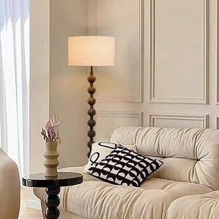 Modern Drum Wooden Spherical Column Floor Lamp Zawala Image - 4