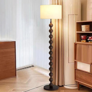 Modern Drum Wooden Spherical Column Floor Lamp Zawala Image - 5