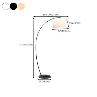 Modern Barrel Black Metal Arced LED Floor Light Zawala #size