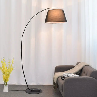 Modern Barrel Black Metal Arced LED Floor Light Zawala Image - 2