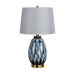 Elegant Drum Fabric Shade Ceramic Base Table Lamp Zawala Image - 17