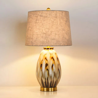 Elegant Drum Fabric Shade Ceramic Base Table Lamp Zawala Image - 8
