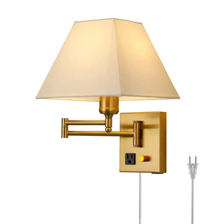 Adjustable Geometric Swing Arm Wall Sconce with USB Zawala Image - 12