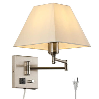 Adjustable Geometric Swing Arm Wall Sconce with USB Zawala Image - 13