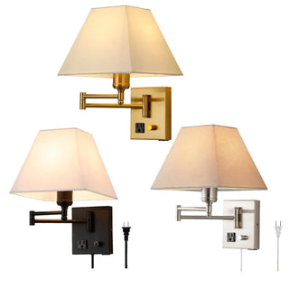 Adjustable Geometric Swing Arm Wall Sconce with USB Zawala Image - 14