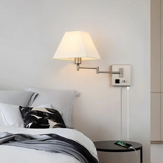 Adjustable Geometric Swing Arm Wall Sconce with USB Zawala Image - 4
