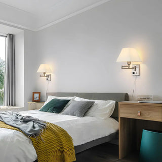 Adjustable Geometric Swing Arm Wall Sconce with USB Zawala Image - 5