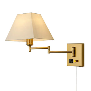 Adjustable Geometric Swing Arm Wall Sconce with USB Zawala Image - 7