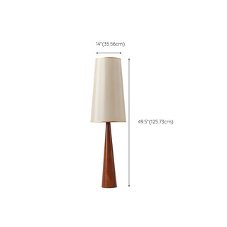 Modern Tapered Wooden Base Floor Lamp with Fabric Shade Zawala #size