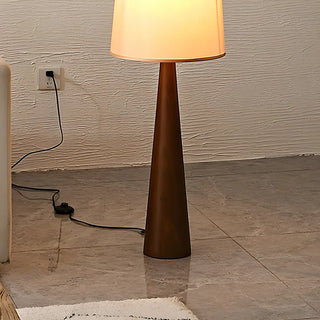 Modern Tapered Wooden Base Floor Lamp with Fabric Shade Zawala Image - 4