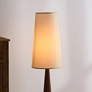 Modern Tapered Wooden Base Floor Lamp with Fabric Shade Zawala Image - 6