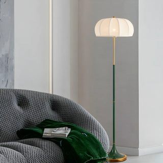Modern Fabric White Dome and Green Pole Floor Lamp Zawala Image - 3