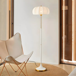 Modern Fabric White Dome and Green Pole Floor Lamp Zawala Image - 4