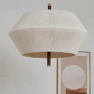 ZOWALA - Hexagon Fabric White Adjustable Height Drum Chandelier Image - 12