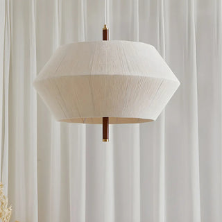 ZOWALA - Hexagon Fabric White Adjustable Height Drum Chandelier Image - 13