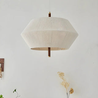 ZOWALA - Hexagon Fabric White Adjustable Height Drum Chandelier Image - 17