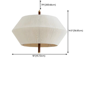 ZOWALA - Hexagon Fabric White Adjustable Height Drum Chandelier #size