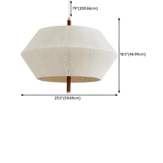 ZOWALA - Hexagon Fabric White Adjustable Height Drum Chandelier Image - 19