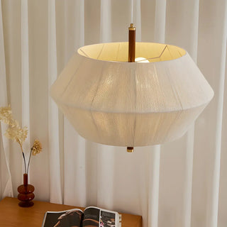 ZOWALA - Hexagon Fabric White Adjustable Height Drum Chandelier Image - 2