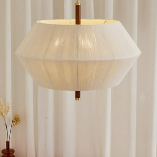 ZOWALA - Hexagon Fabric White Adjustable Height Drum Chandelier Image - 3