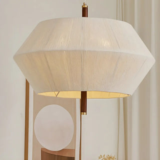 ZOWALA - Hexagon Fabric White Adjustable Height Drum Chandelier Image - 5