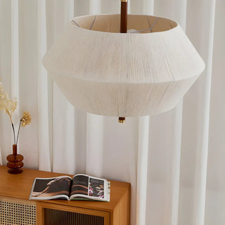 ZOWALA - Hexagon Fabric White Adjustable Height Drum Chandelier Image - 6