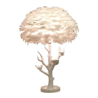 Artistic White Feather Shade Tree Branch Table Lamp Zawala Image - 7