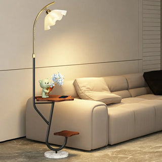 Modern Floral Adjustable Floor Lamp with Shelves Zawala Image - 3
