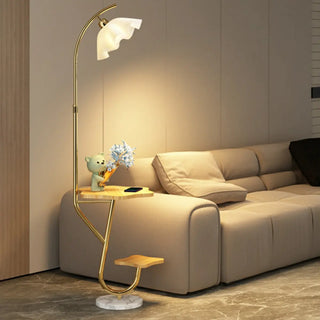 Modern Floral Adjustable Floor Lamp with Shelves Zawala Image - 4