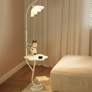 Modern Floral Adjustable Floor Lamp with Shelves Zawala Image - 5
