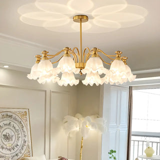 ZOWALA - Flower Glass Gold Pearl Down Living Room Chandelier Image - 5