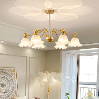 ZOWALA - Flower Glass Gold Pearl Down Living Room Chandelier Image - 7