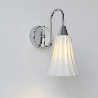 White Fluted Ceramics Cone Shade Coppery Wall Lamp Zawala Image - 5