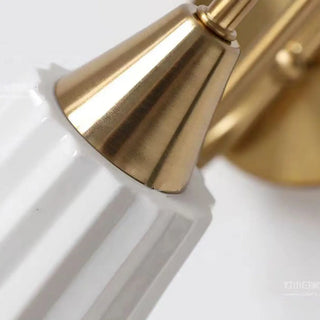White Fluted Ceramics Cone Shade Coppery Wall Lamp Zawala Image - 8