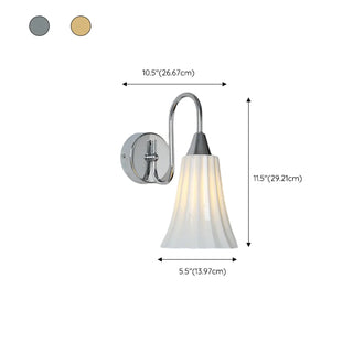 White Fluted Ceramics Cone Shade Coppery Wall Lamp Zawala #size