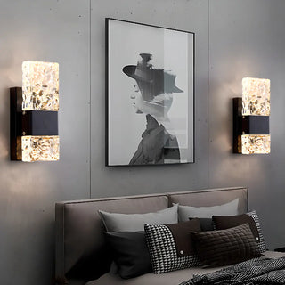 Modern Crystal Glass Rectangular Up Down Wall Sconce Zawala Image - 1