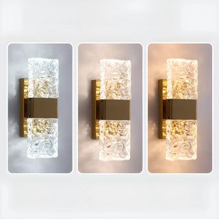 Modern Crystal Glass Rectangular Up Down Wall Sconce Zawala Image - 10