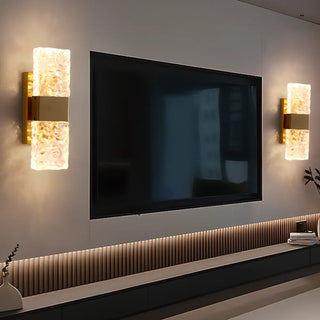 Modern Crystal Glass Rectangular Up Down Wall Sconce Zawala Image - 2