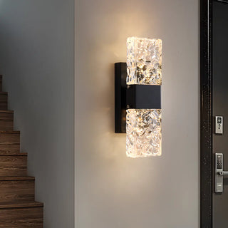 Modern Crystal Glass Rectangular Up Down Wall Sconce Zawala Image - 3