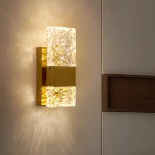 Modern Crystal Glass Rectangular Up Down Wall Sconce Zawala Image - 6