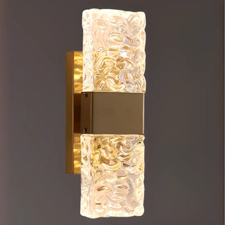 Modern Crystal Glass Rectangular Up Down Wall Sconce Zawala Image - 9