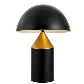 Modern Black Dome Shade Geometric Base Table Lamp Zawala Image - 17