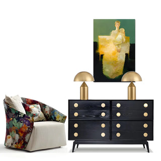 Modern Black Dome Shade Geometric Base Table Lamp Zawala Image - 19