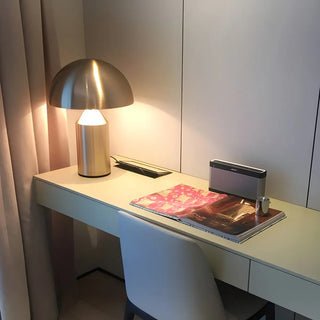 Modern Black Dome Shade Geometric Base Table Lamp Zawala Image - 8