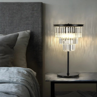Elegant Geometric Crystal Black Bedroom Table Lamp Zawala Image - 3