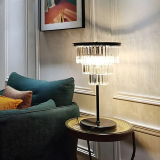 Elegant Geometric Crystal Black Bedroom Table Lamp Zawala Image - 6