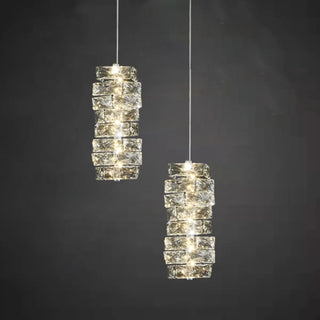 ZOWALA - Luxury Chrome Geometric Crystal Pendant Light Image - 14